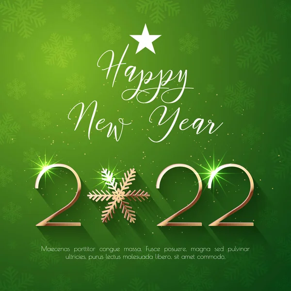 Happy New Year 2022 Text Design Vector Greeting Illustration Golden — Stock Photo, Image