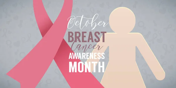 Breast Cancer Oktober Medvetenhet Månad Kampanj Bakgrund Med Papper Flicka — Stock vektor