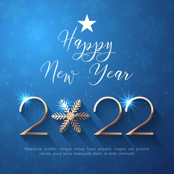 Happy New Year 2022 Text Design Vector Greeting Illustration Golden — Stock Vector