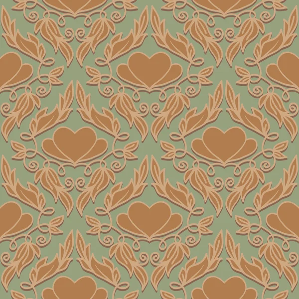 Patrón retro sin costuras con corazones decorativos — Vector de stock