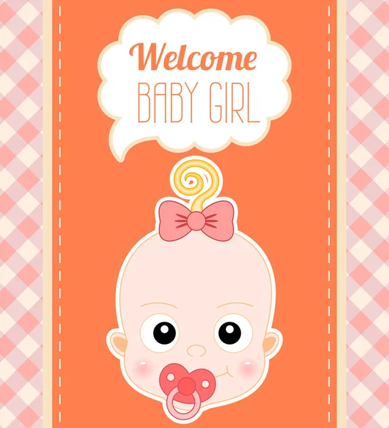 Bem-vindo Baby Girl Card —  Vetores de Stock