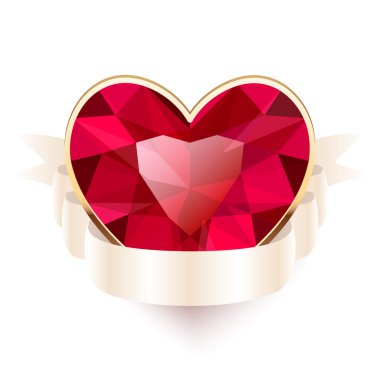 Şerit şeklinde kırmızı taş kalp