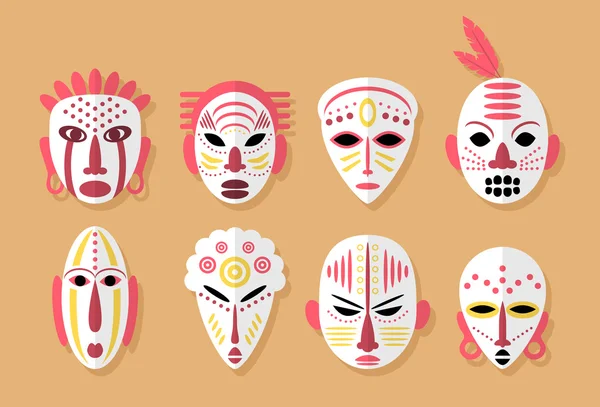 African Mask Icons — Stock Vector