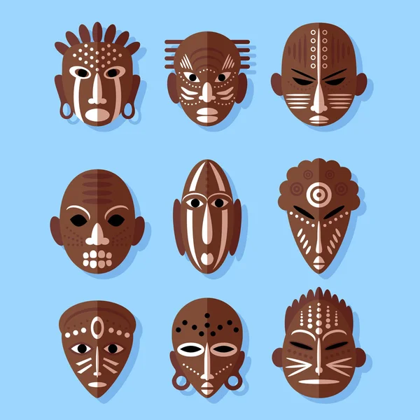 Afrikanische Maskenikonen — Stockvektor