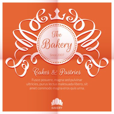 Retro card with bakery logo label clipart