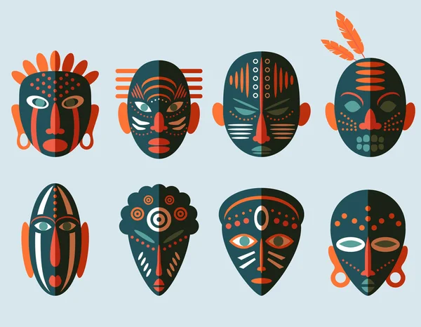 African Mask Icons — Stock Vector