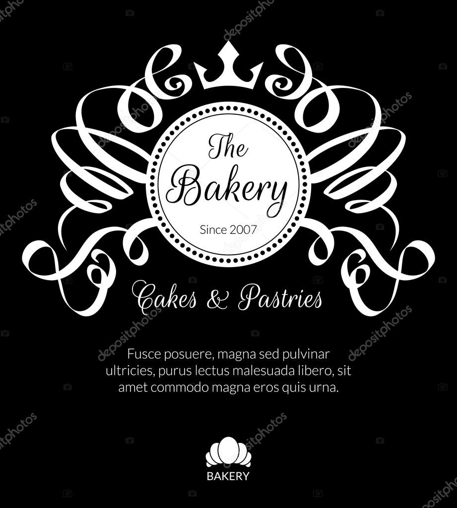 Retro card with bakery logo label