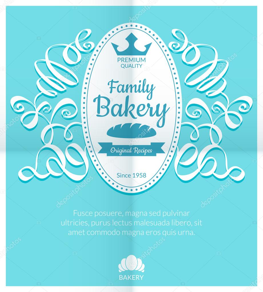 Retro card with bakery logo label