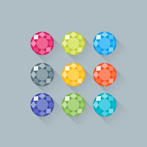 Ensemble d'icônes de gemmes plates — Image vectorielle
