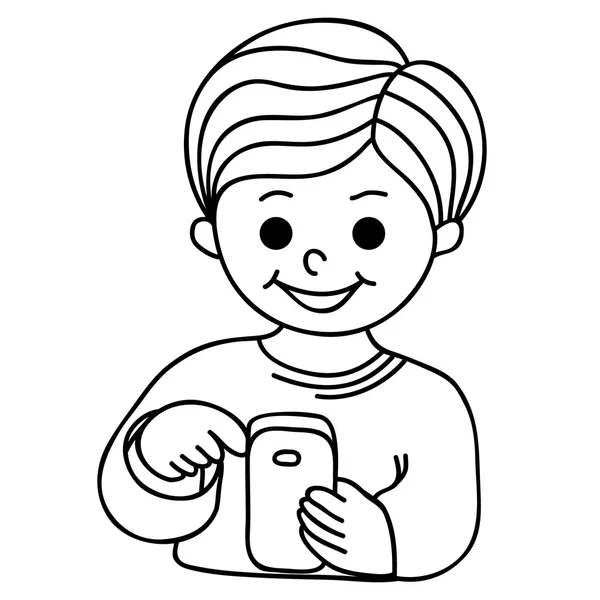 Boy texting with cellular phone — Stock Vector