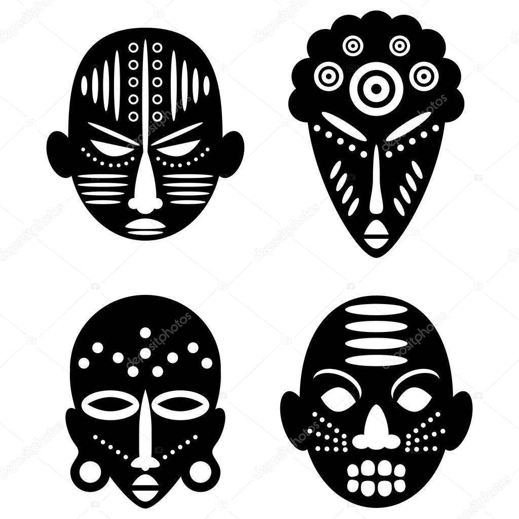 Maschere africane imágenes de stock de arte vectorial | Depositphotos