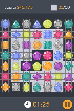 Match3 Gems Puzzle Game Screen clipart