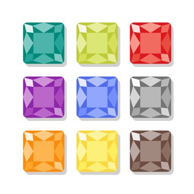 Çizgi film kare Icons set gems