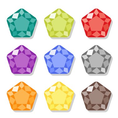 Çizgi film gems Icons set