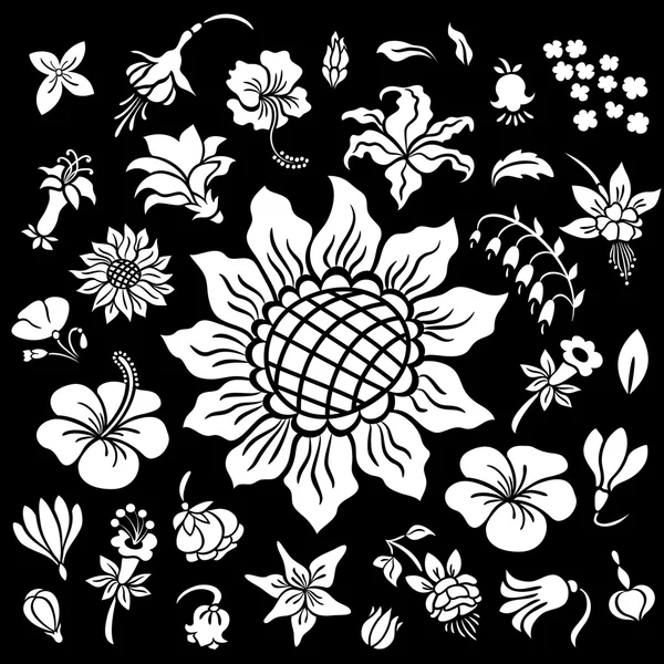 Ensemble de silhouettes de fleurs — Image vectorielle