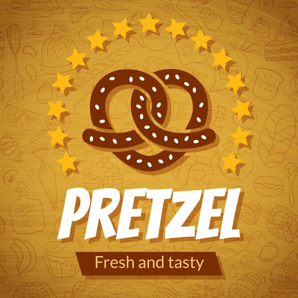 Templat dengan logo pretzel - Stok Vektor