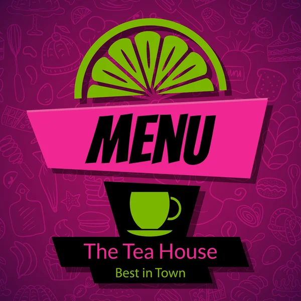 Modern Tea House Menu Card — Stock Vector