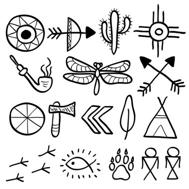 native american symbols set