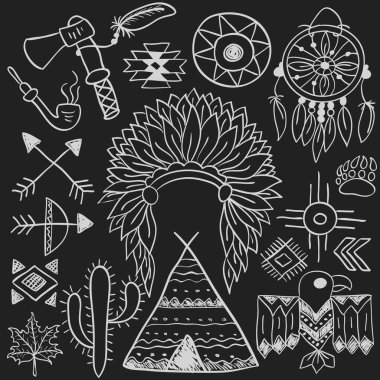 native american symbols set