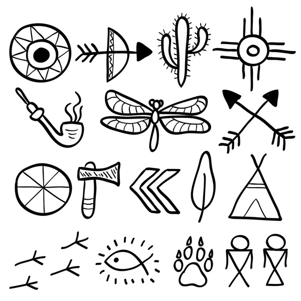 Native american symbols set — Stockvector