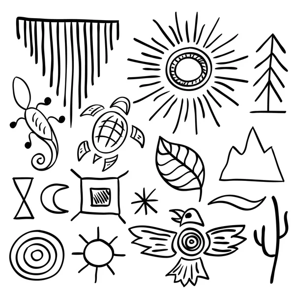 Jeu de symboles amérindiens — Image vectorielle