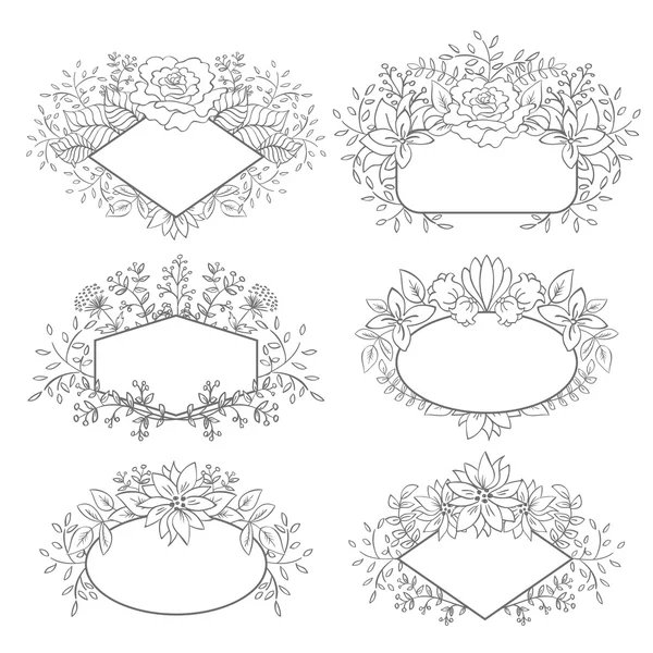 Coleção de molduras florais — Vetor de Stock