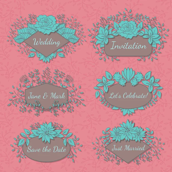 Colección marco floral — Vector de stock