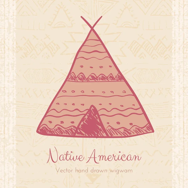 Indian Wigwam Tribal Background — Διανυσματικό Αρχείο