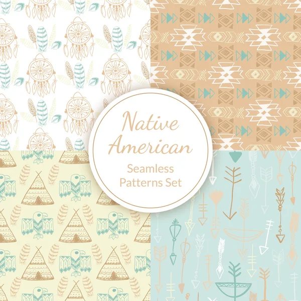 Native American Seamless Patterns Set — Stock Vector