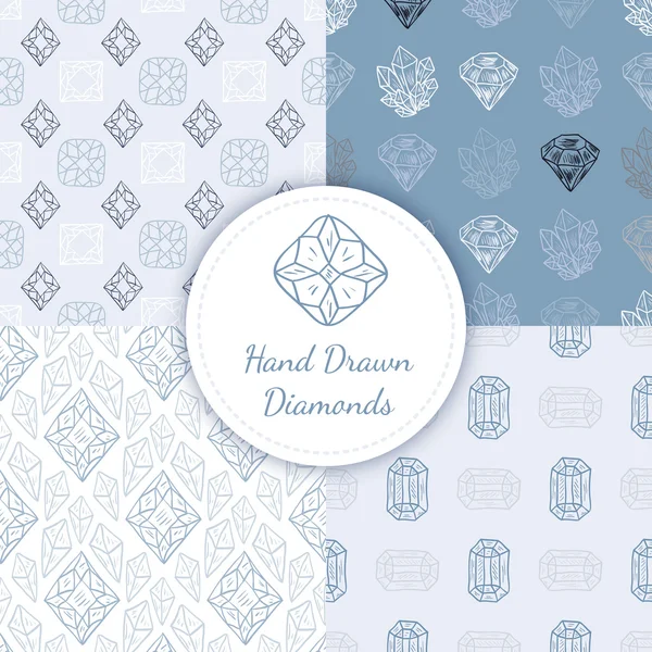 Seamless Patterns Set with diamonds — Stock Vector
