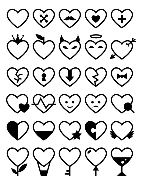 Juego de iconos del corazón — Vector de stock