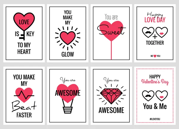 Mutlu Sevgililer günü kartları — Stok Vektör