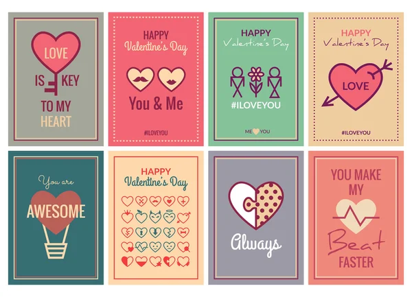 Feliz día de San Valentín tarjetas — Archivo Imágenes Vectoriales