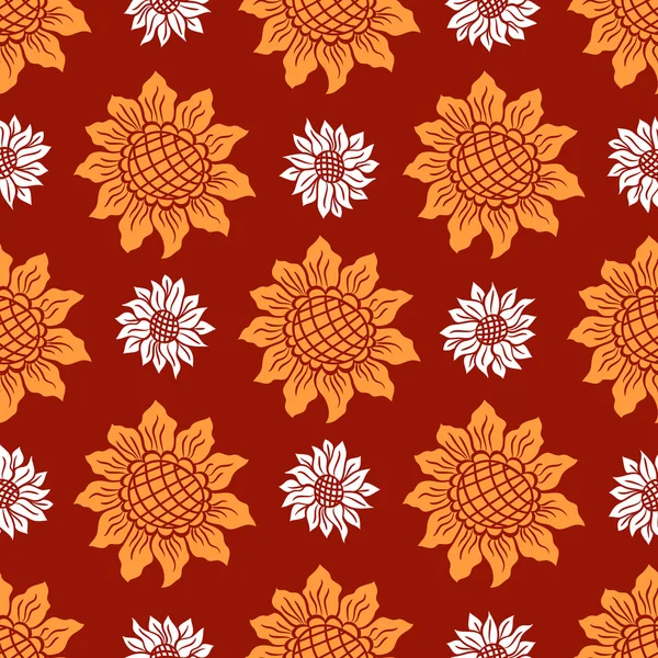 Sunflowers seamless pattern — Stock Vector