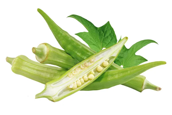 Frisches Okra Gemüse Isoliert Auf Weißem Hintergrund — Stockfoto