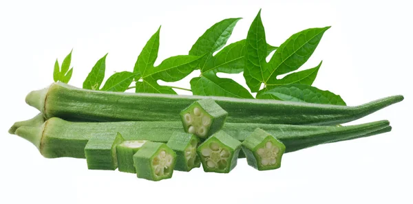 Okra Isolated White Background — Stock Photo, Image