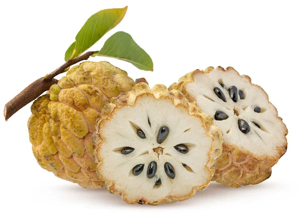 Annona Custard Appel Fruit Geïsoleerd Witte Achtergrond — Stockfoto