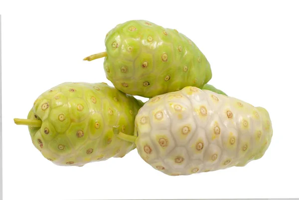 Noni Vagy Morinda Gyümölcs Izolált Fehér — Stock Fotó