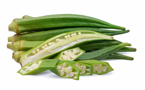 Frische Okra Isoliert Auf Weißem Hintergrund — Stockfoto