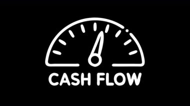 Alpha Channel 'da dinamik iğne hareketi olan animasyon nakit akış göstergesi, minimalist tasarım, fintech, muhasebe veya ekonomik görsel hikaye anlatma için mükemmel.