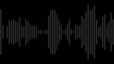 Müzik, teknoloji veya dijital projeler için ritmik dikey çizgilerle Alpha kanalı dinamik ses dalgası görselleştirmesi üzerinde titreşen gri çubuklarla soyut ses dalga animasyonu