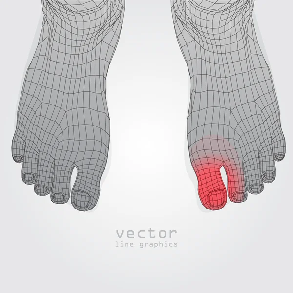 3d foot in polygon vector — Stock Vector