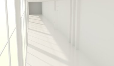 Mimari arka plan. Boş beyaz oda iç 3d çizim