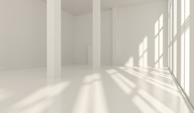 Mimari arka plan. Boş beyaz oda iç 3d çizim