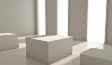 Mimari arka plan. Boş beyaz oda iç 3d çizim