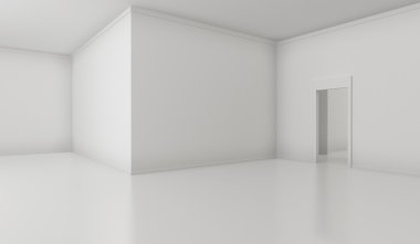 Mimari arka plan. Boş beyaz oda iç 3d çizim