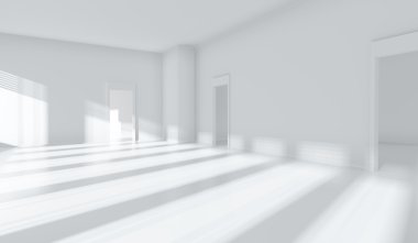 Mimari arka plan. Boş beyaz oda iç 3d çizim