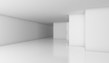 Mimari arka plan. Boş beyaz oda iç 3d çizim