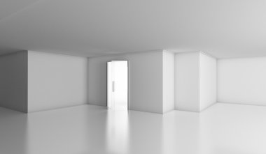 Mimari arka plan. Boş beyaz oda iç 3d çizim