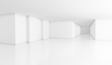Mimari arka plan. Boş beyaz oda iç 3d çizim